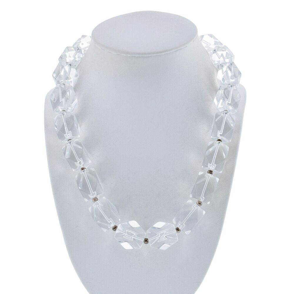 Italy Paola Valentino Sterling Silver 925 Faceted Crystal Magnet Necklace 20"